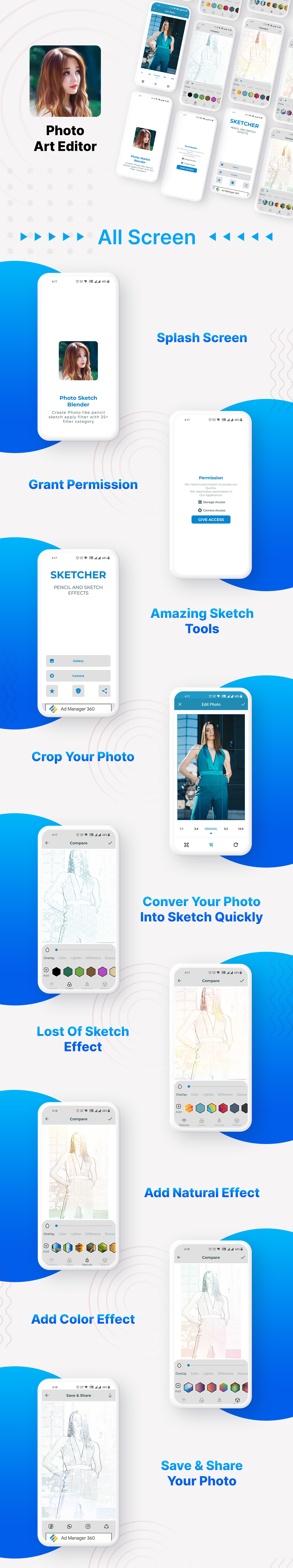 Pencile Sketch Effect | Photo Art Editor | Android | Admob Ads